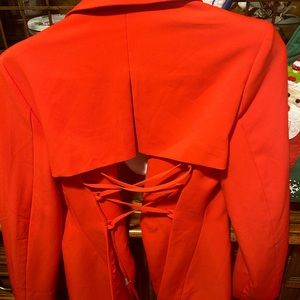 Open back dress jacket red beautiful ties in the back